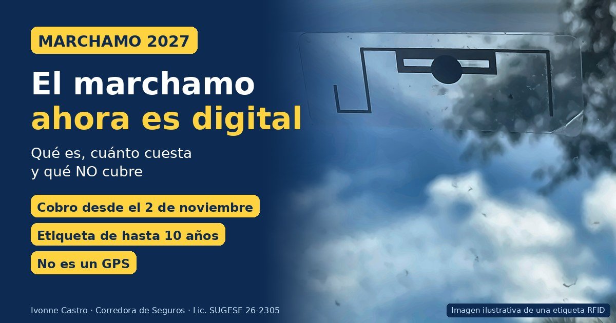 Marchamo digital 2027: imagen ilustrativa de una etiqueta RFID pegada en el parabrisas de un carro